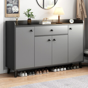 赛初 鞋柜简易家用多层收纳客厅门口玄关柜小户型储物鞋柜架子 【推荐款四门一抽】天空灰120cm