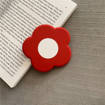 帝达芙2023趣味可爱卡通迷你随身小镜子便携硅胶补妆镜少女学生情侣 硅胶镜子_红色花